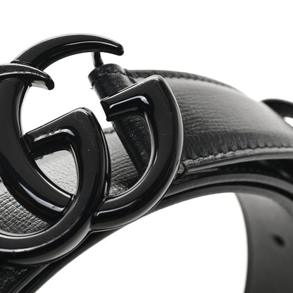 Gucci Azalea Calfskin Enamel Monochrome Double G 30mm Belt 105 42 Black 5 of 5
