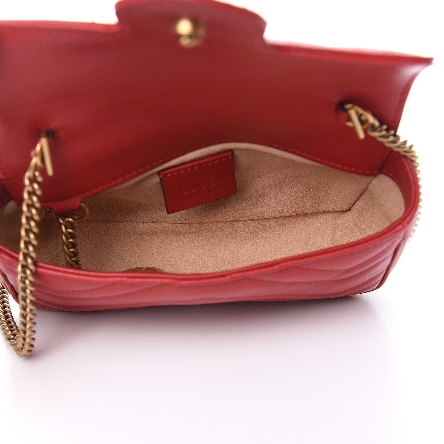 Gucci Calfskin Matelasse Super Mini GG Marmont Shoulder Bag Hibiscus Red 5 of 10