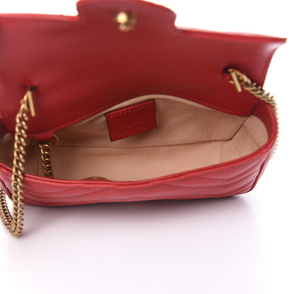 Gucci Calfskin Matelasse Super Mini GG Marmont Shoulder Bag Hibiscus Red 5 of 10