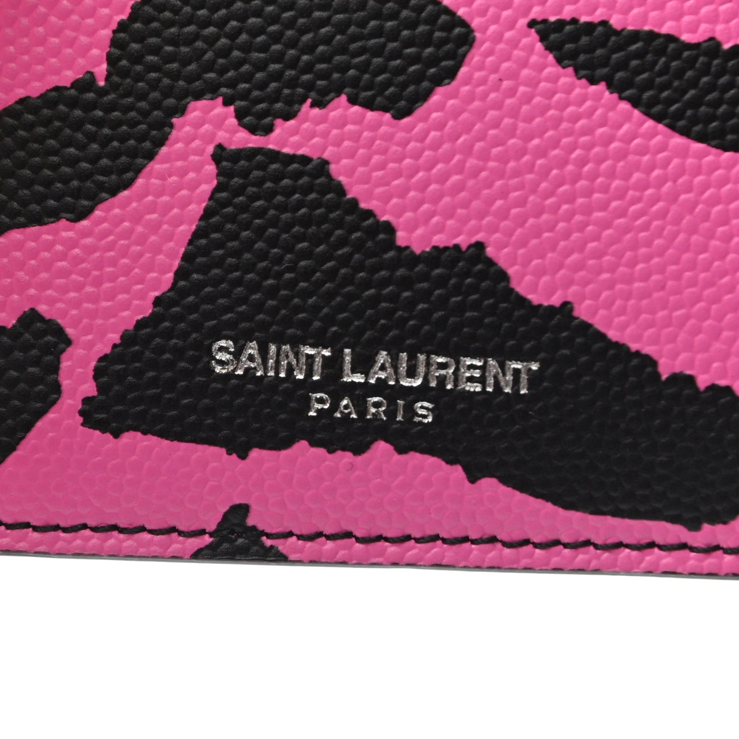Saint Laurent Grain de Poudre Zebra Print 5 Fragments Zip Pouch Card Holder Fuchsia Black 6 of 8