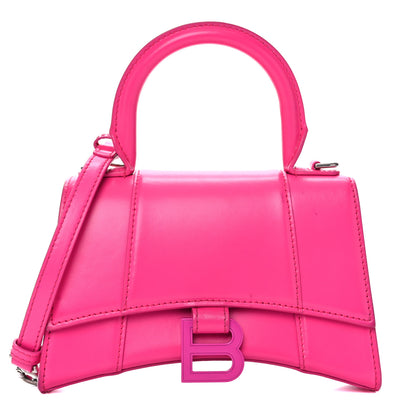 Balenciaga Shiny Box Calfskin Tonal B Hourglass Top Handle Bag XS Fuchsia 1 of 18