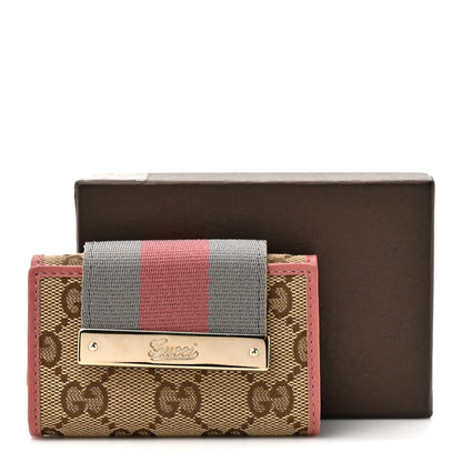 Gucci GG Supreme Monogram Wev 6 Key Holder Case Beige Pink 9 of 9