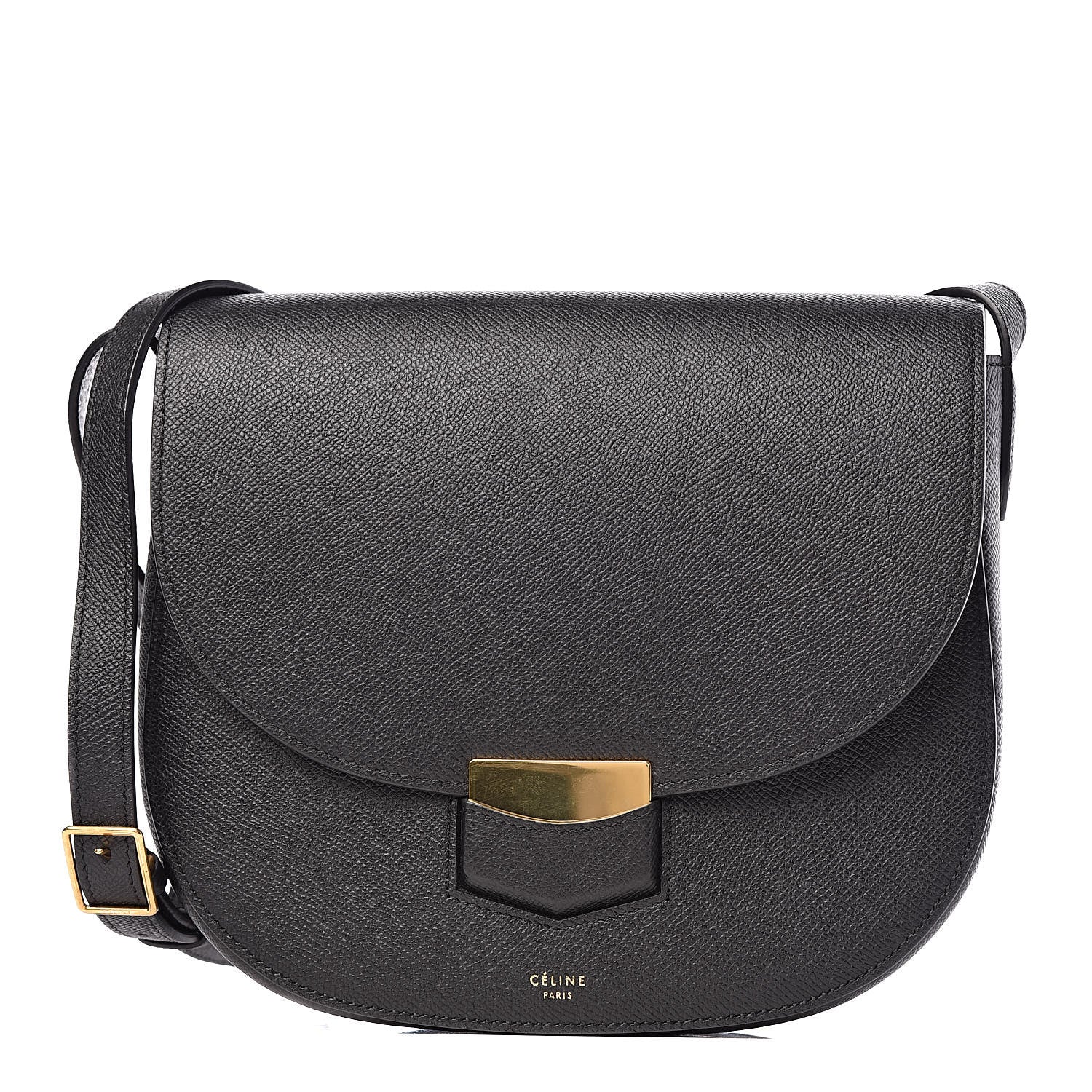 Celine Grained Calfskin Medium Trotteur Black 1 of 8