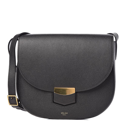Celine Grained Calfskin Medium Trotteur Black 1 of 8
