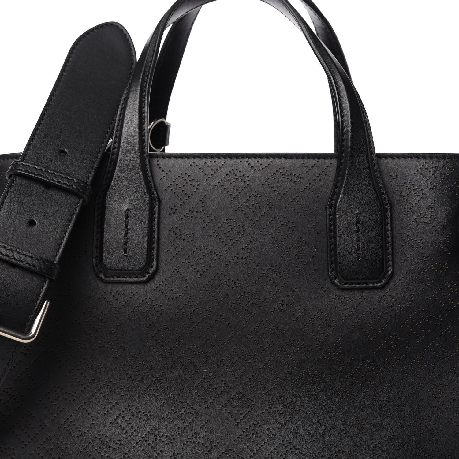 Burberry Calfskin Perforated Medium Banner Tote Black 11 of 13