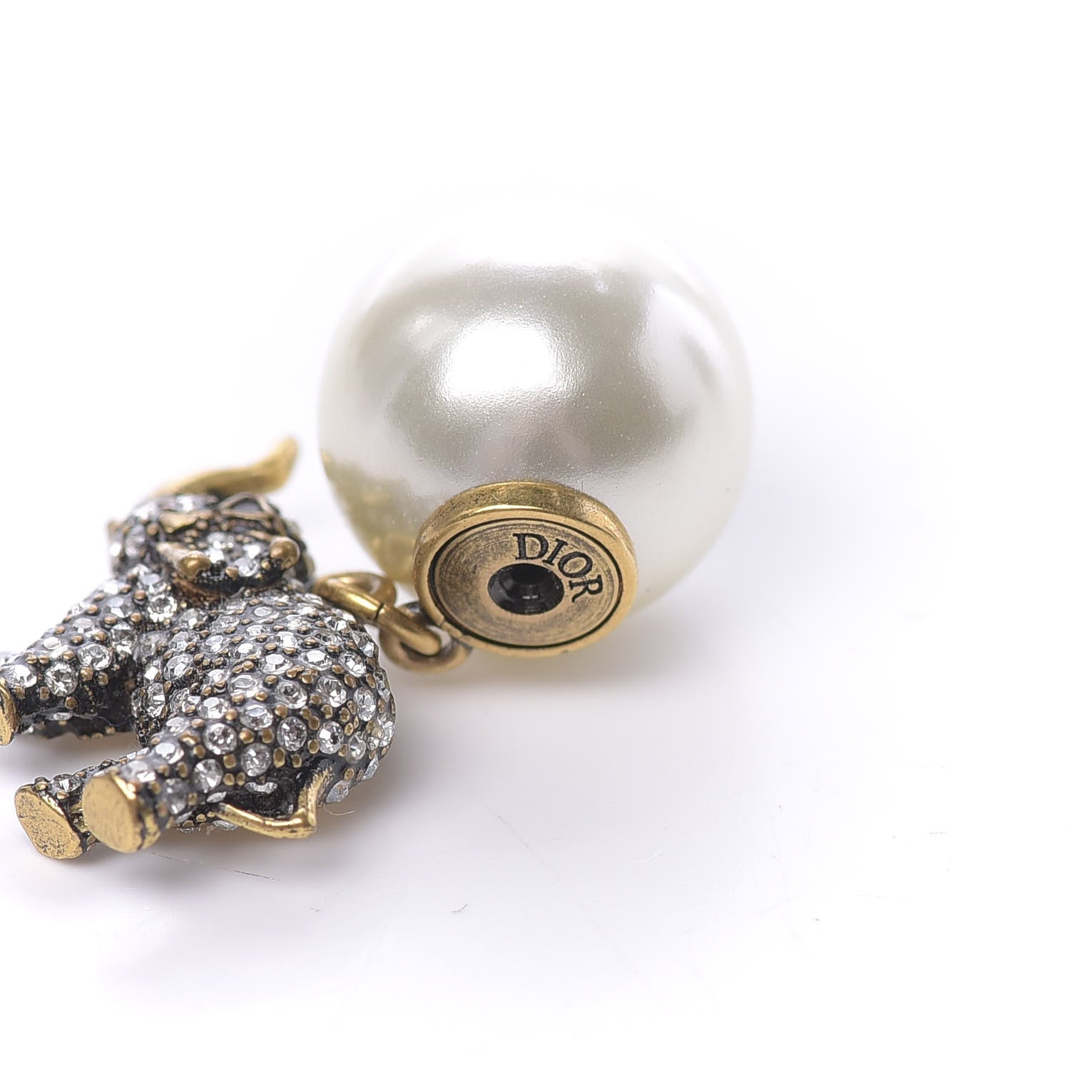 Christian Dior Crystal Pearl Elephant J'Adior Earring Gold 4 of 5