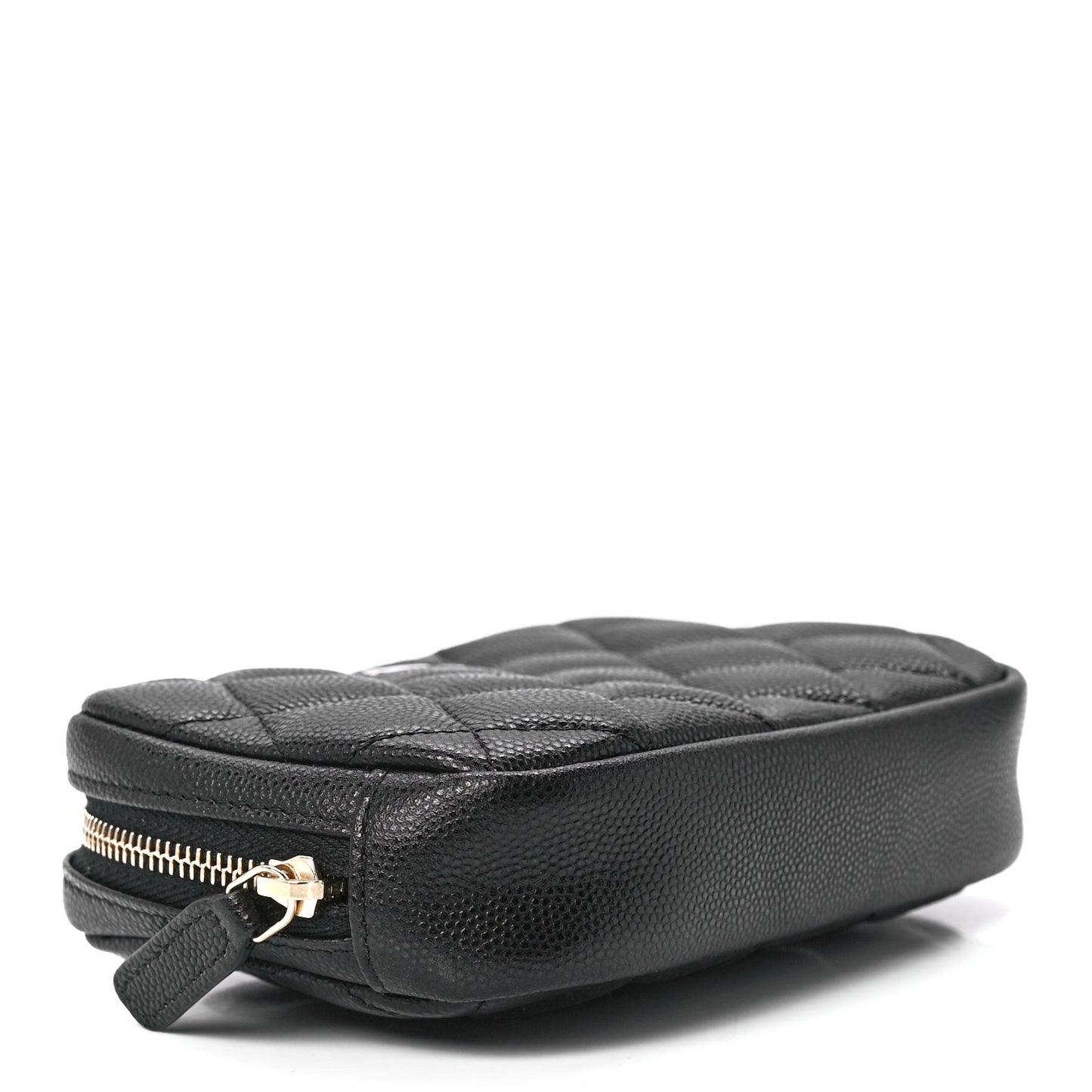 Caviar Quilted Curvy Pouch Cosmetic Case Black