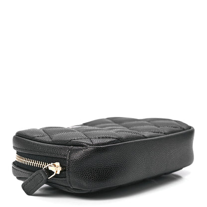 Chanel Caviar Quilted Curvy Pouch Cosmetic Case Black 4 of 12