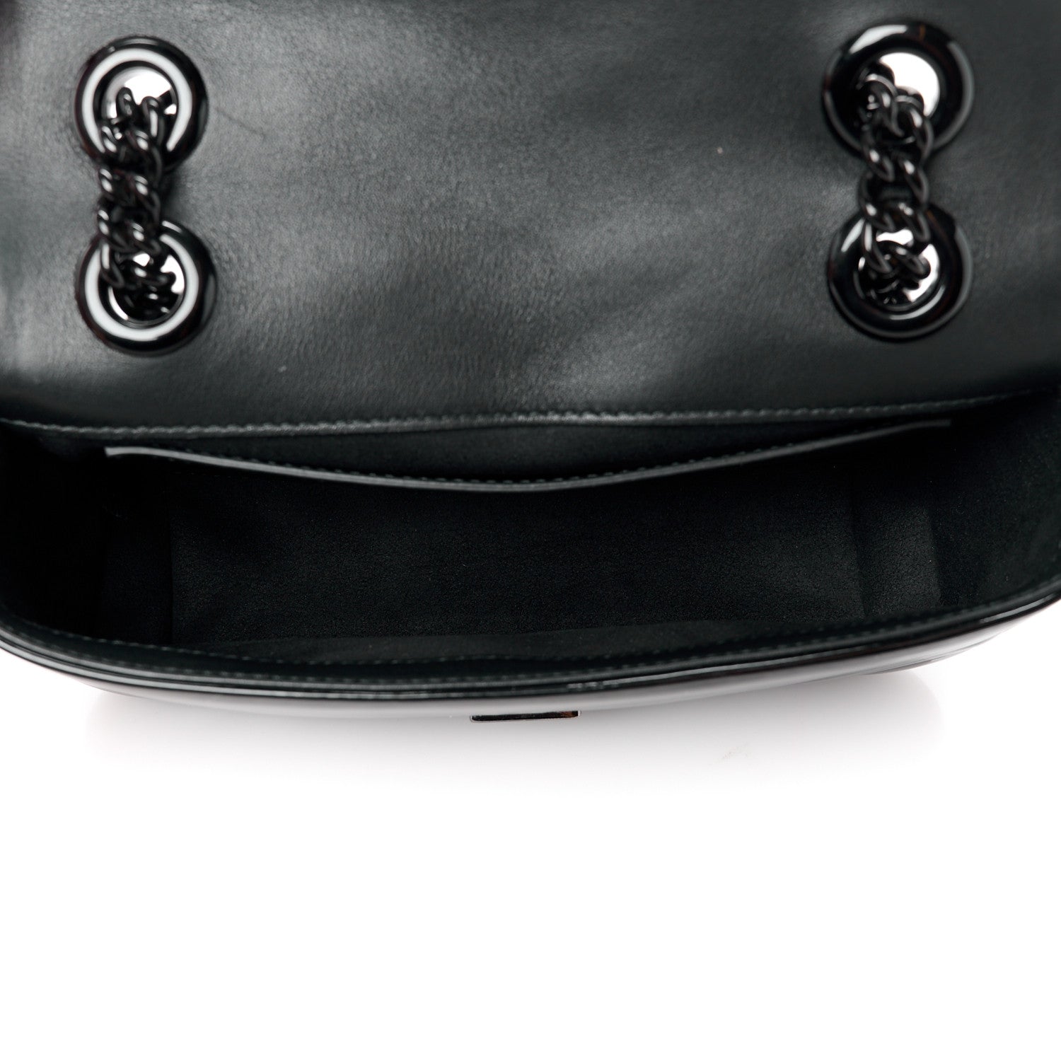 Gucci Patent Lambskin Matelasse Monochrome Mini GG Marmont Shoulder Bag Black 5 of 13