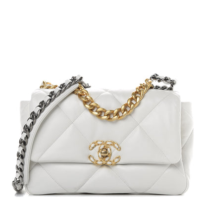 Chanel Goatskin Quilted Medium Chanel 19 Flap White 1 of 12