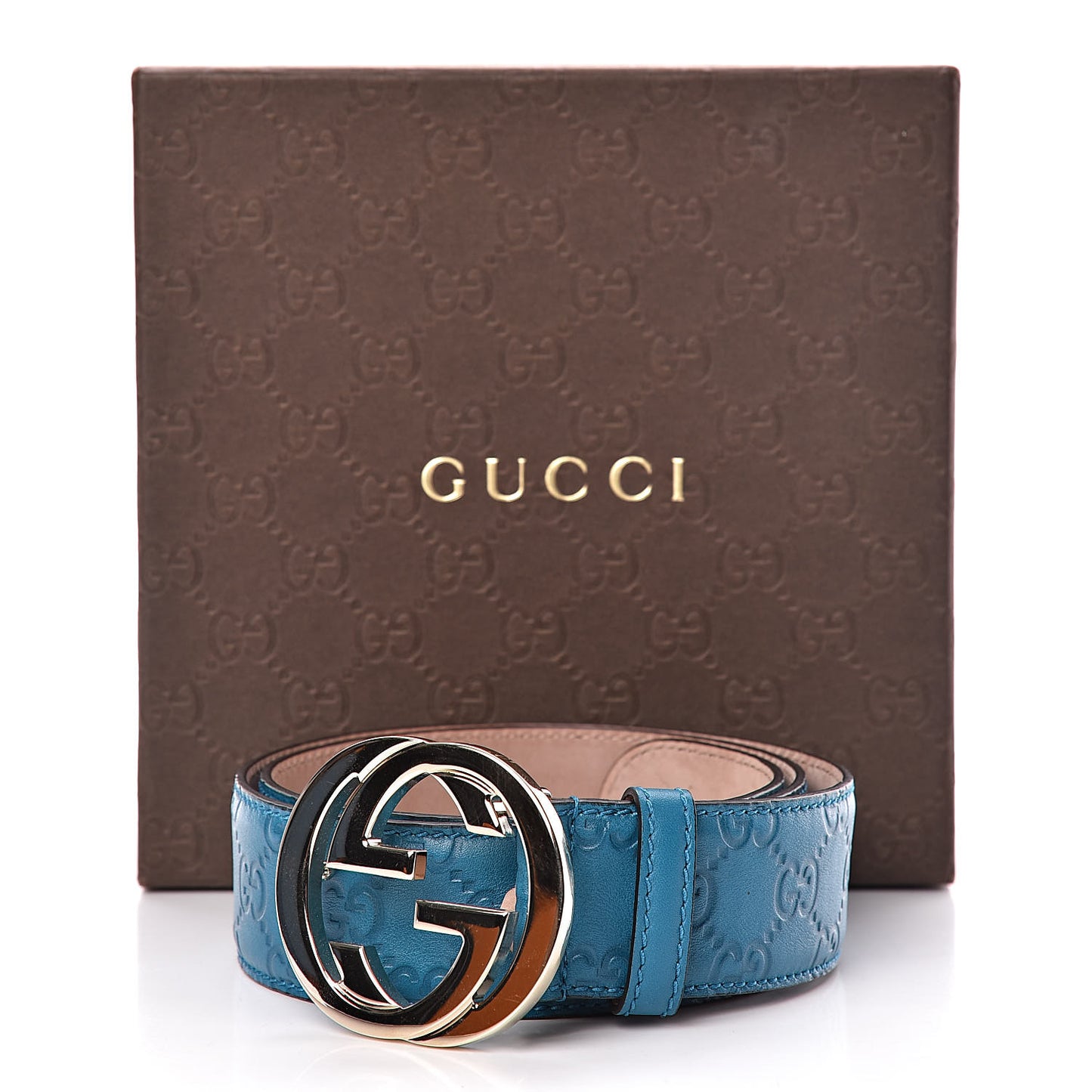 Guccissima Signature Interlocking G 40mm Belt 80 32 Deep Cobalt