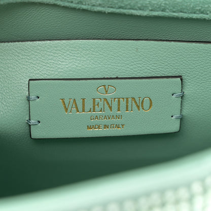 Valentino Garavani Crystal Suede Small Roman Stud Shoulder Bag Green 6 of 10