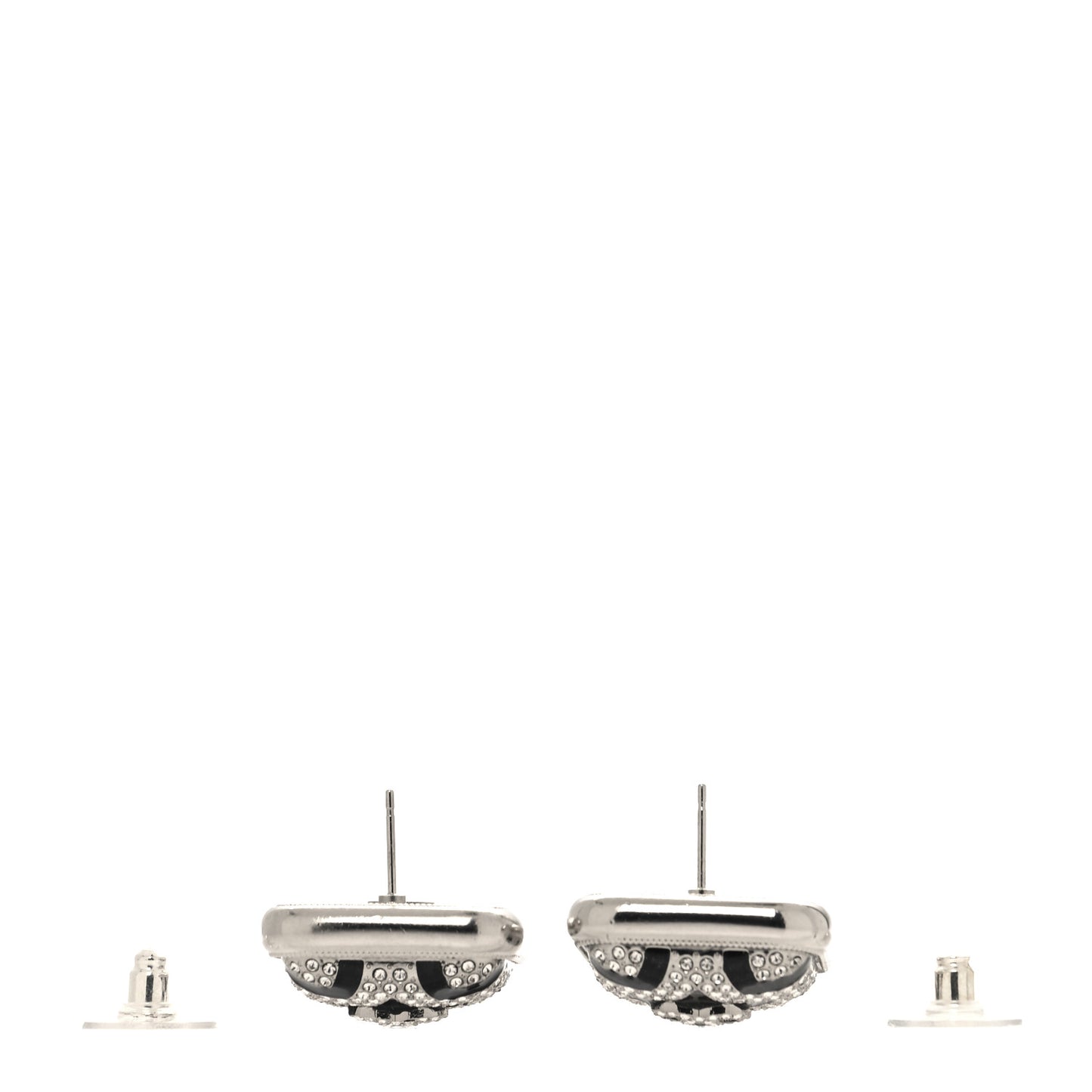 Crystal Star Square CC Earrings Silver Black