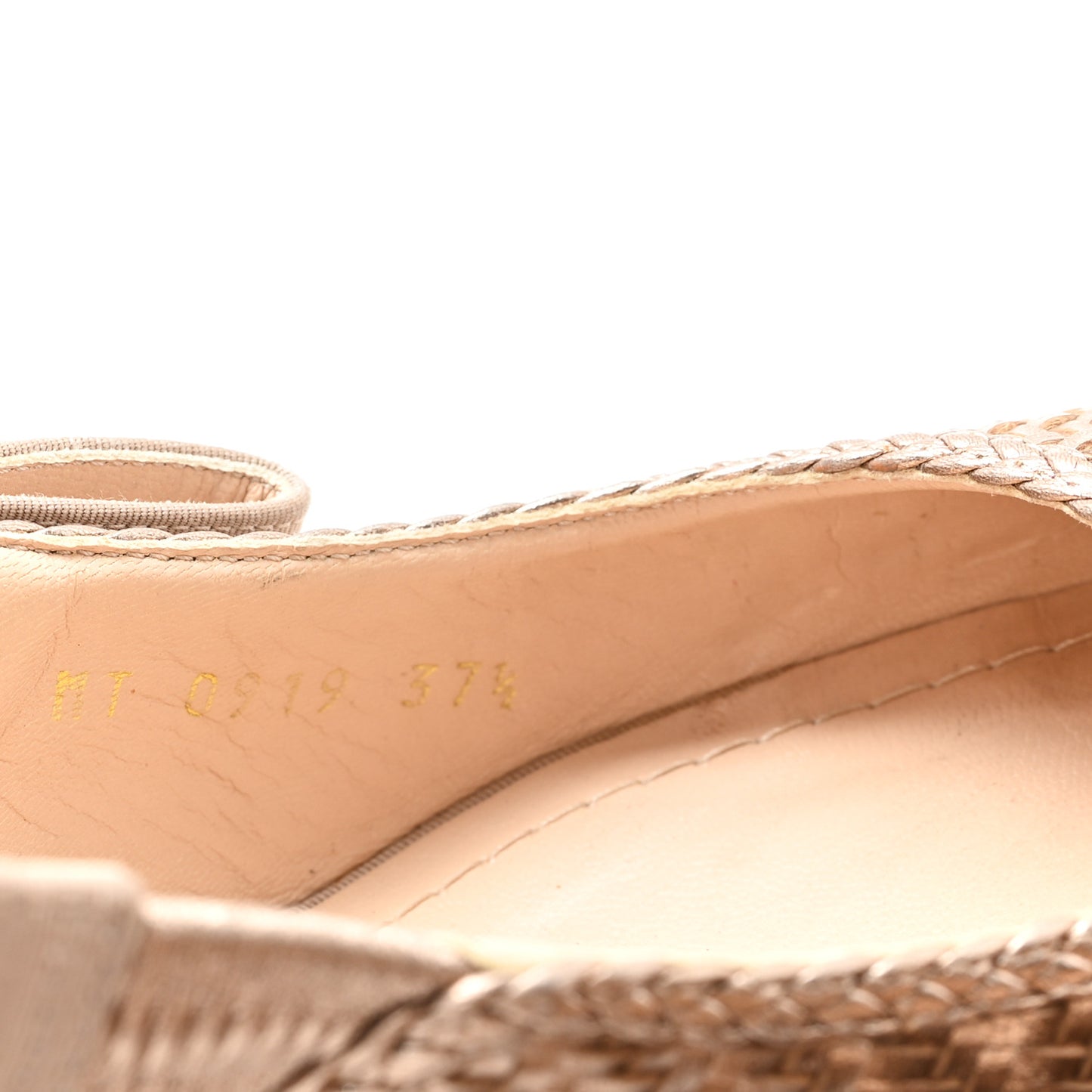 Laminated Calfskin Ribbon Crystal Woven J'Adior Slingback 65mm Pumps 37.5 Copper