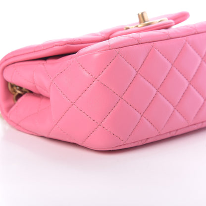 Chanel Lambskin Resin Quilted Mini Pearl Samba Square Flap Pink 9 of 11