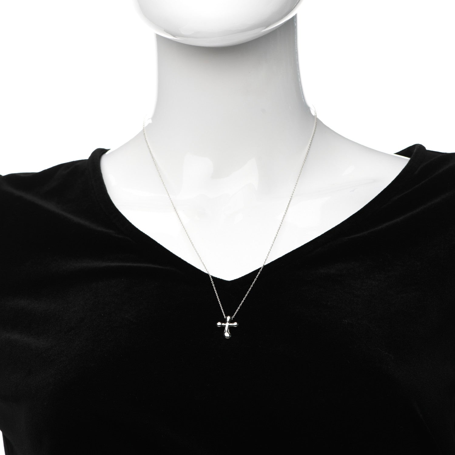 Tiffany Sterling Silver 14mm Elsa Peretti Cross Pendant Necklace 2 of 7