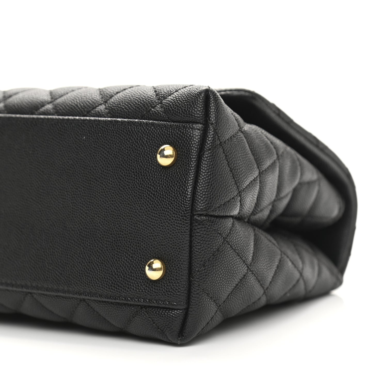 Caviar Lizard Quilted Small Coco Handle Flap Black