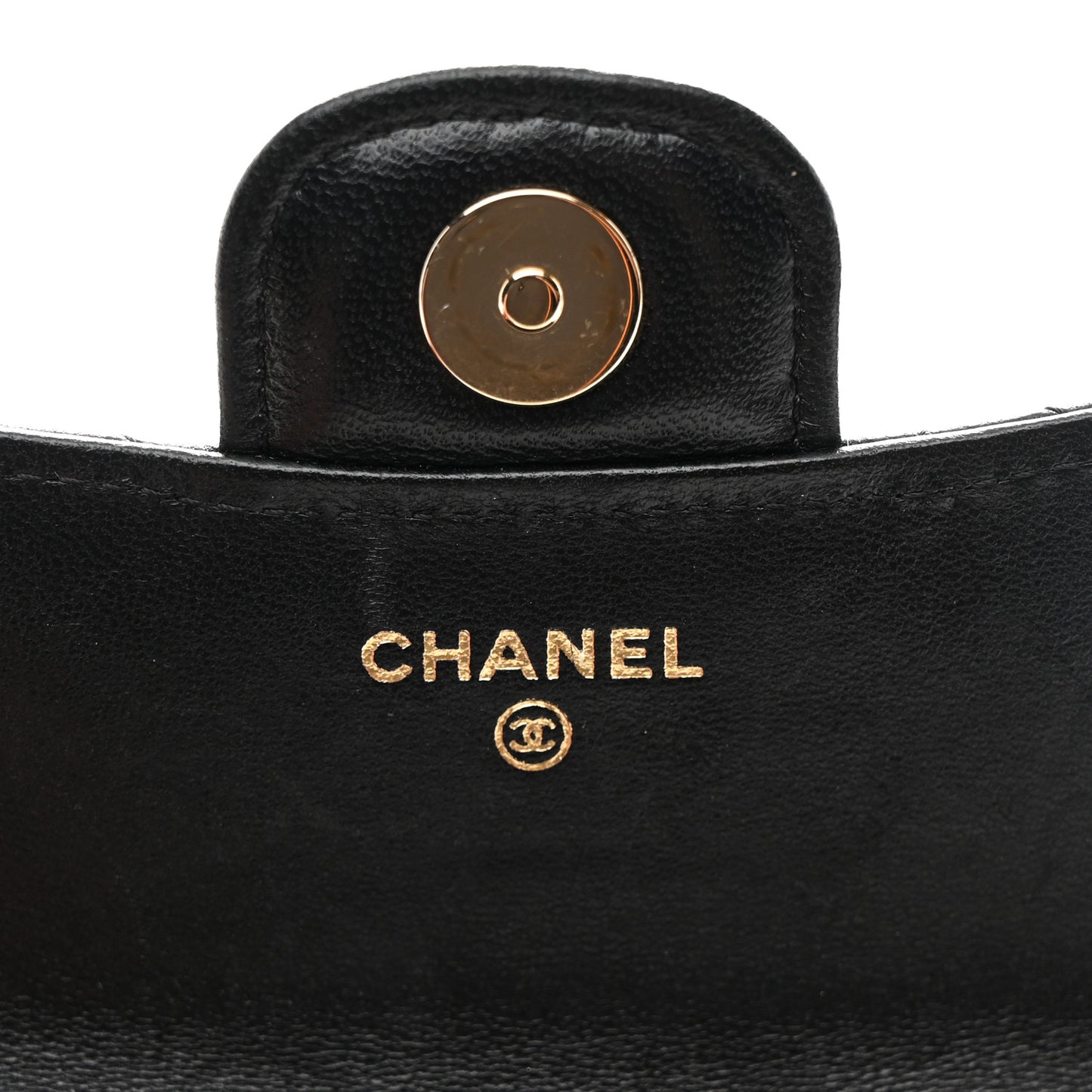 Lambskin Quilted Top Handle Flap Coin Purse With Chain Black
