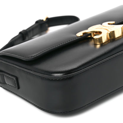 Celine Shiny Calfskin Triomphe Shoulder Bag Black 12 of 13