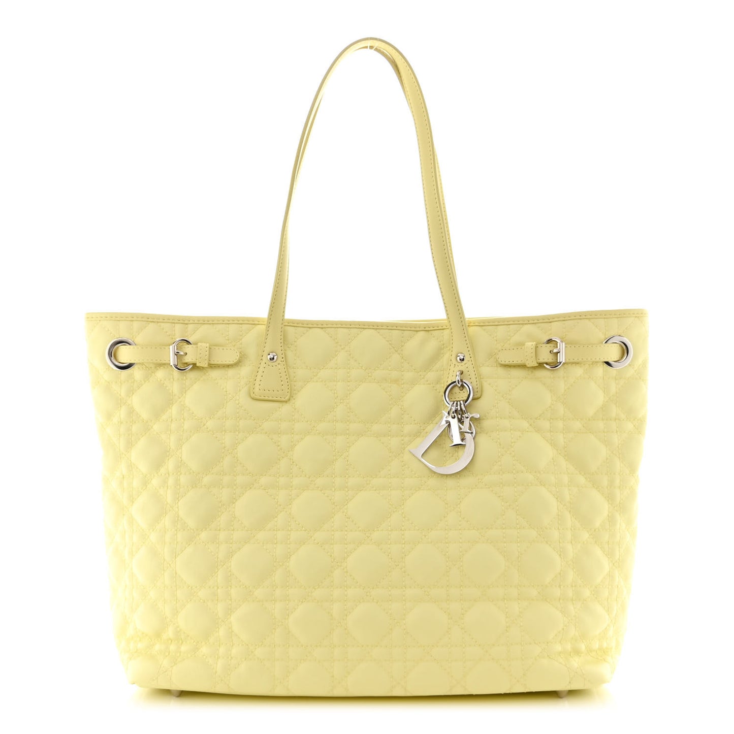 Coated Canvas Cannage Medium Panarea Tote Light Yellow