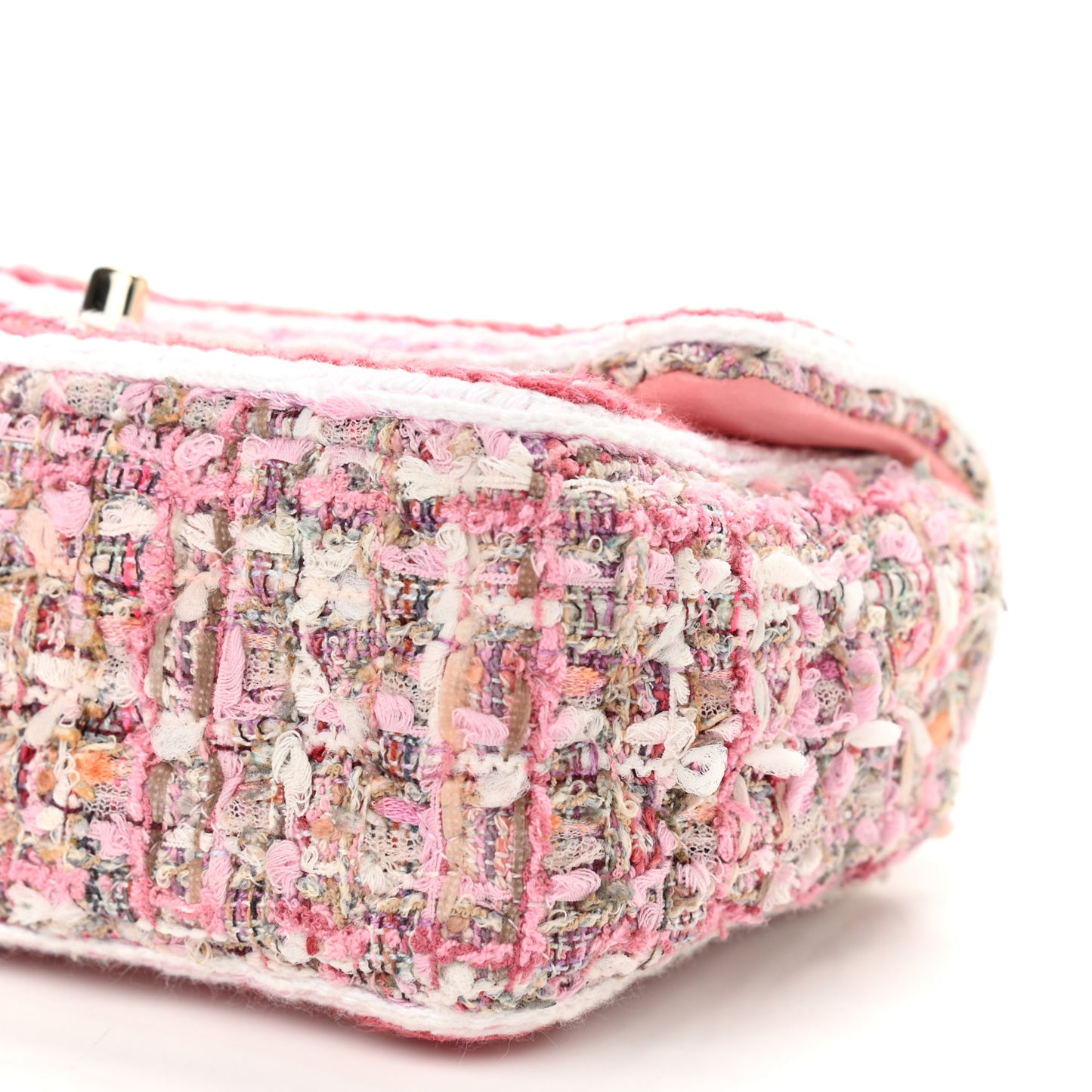 Tweed Braid Mini Flap White Pink