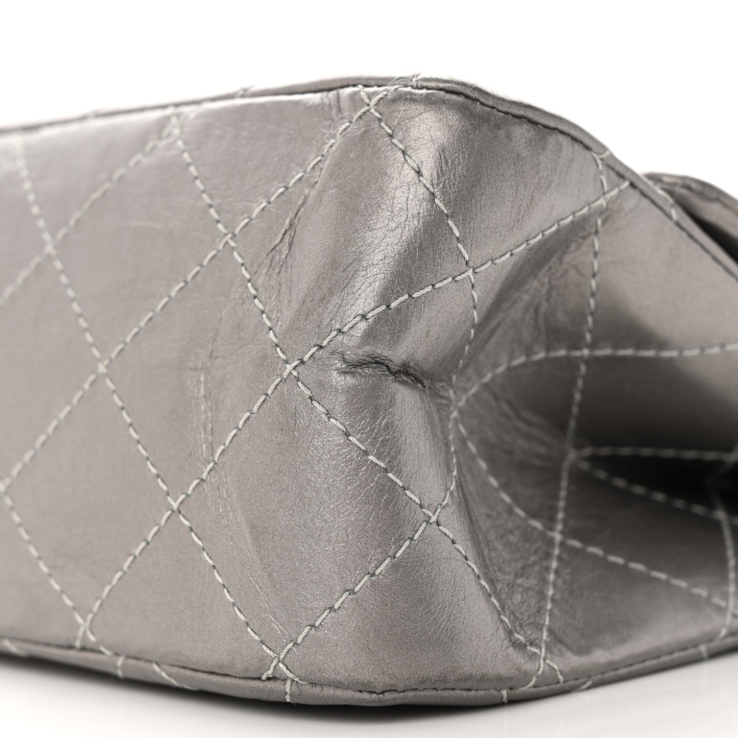Metallic Aged Calfskin Quilted 2.55 Reissue 227 Flap Grey