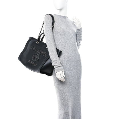 Chanel Calfskin Medium Deauville Tote Black 2 of 11