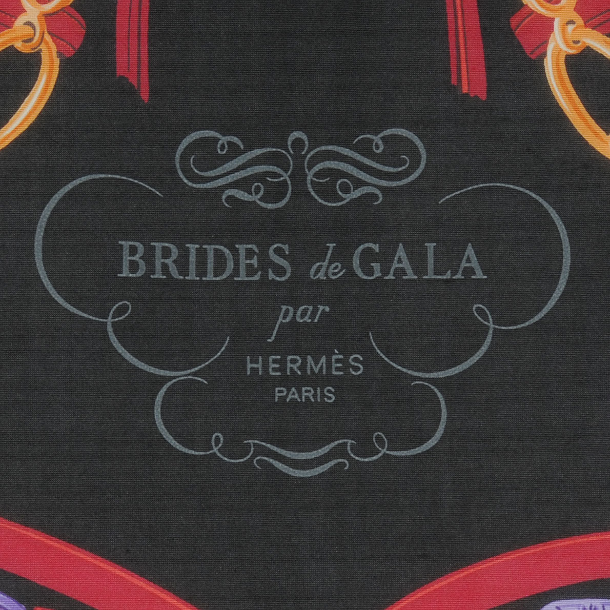 Silk Jersey Brides De Gala Scarf 90 Noir Bougainvillier Cherry