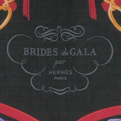 Hermes Silk Jersey Brides De Gala Scarf 90 Noir Bougainvillier Cherry 3 of 6