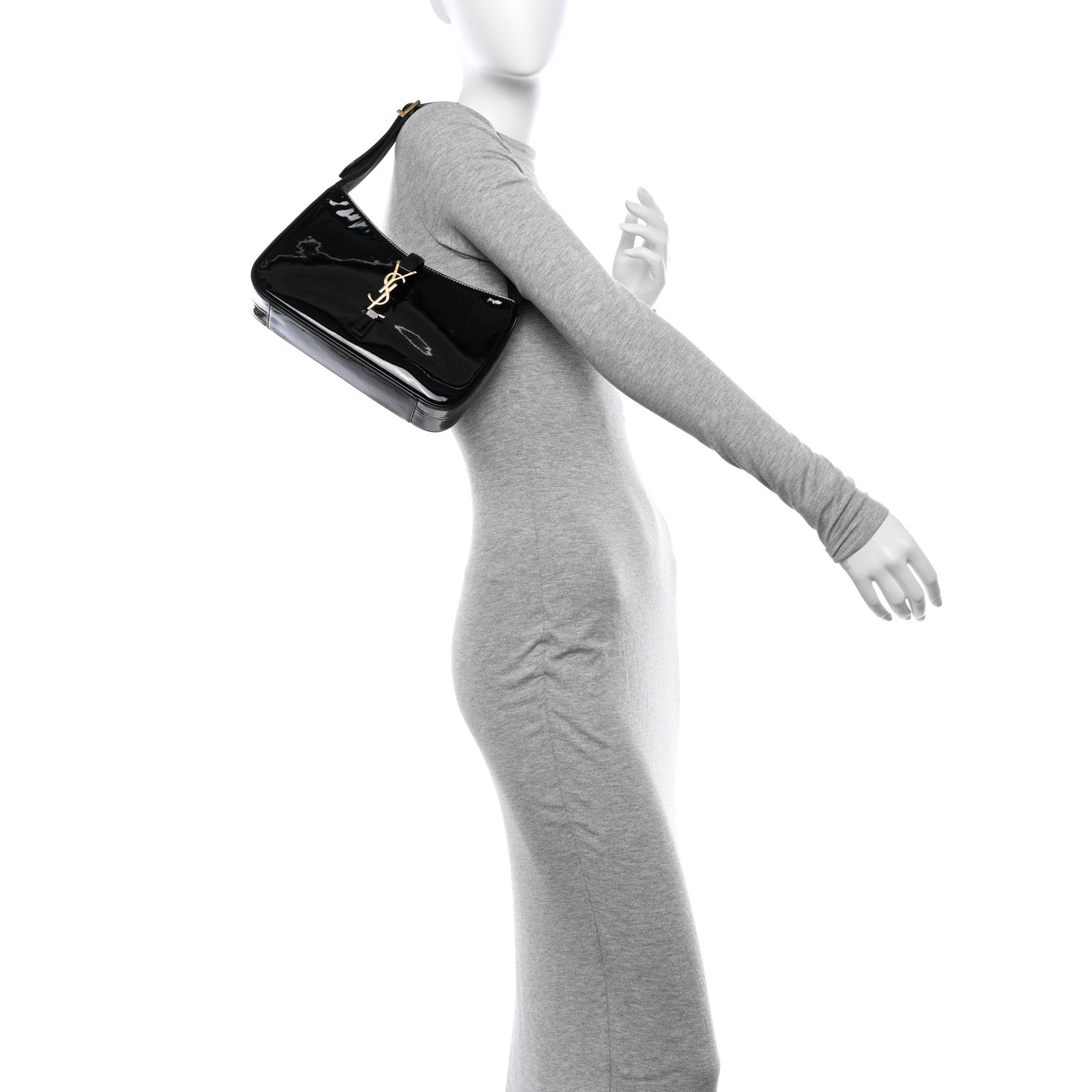 Saint Laurent Patent Le 5 A 7 Hobo Black 2 of 13