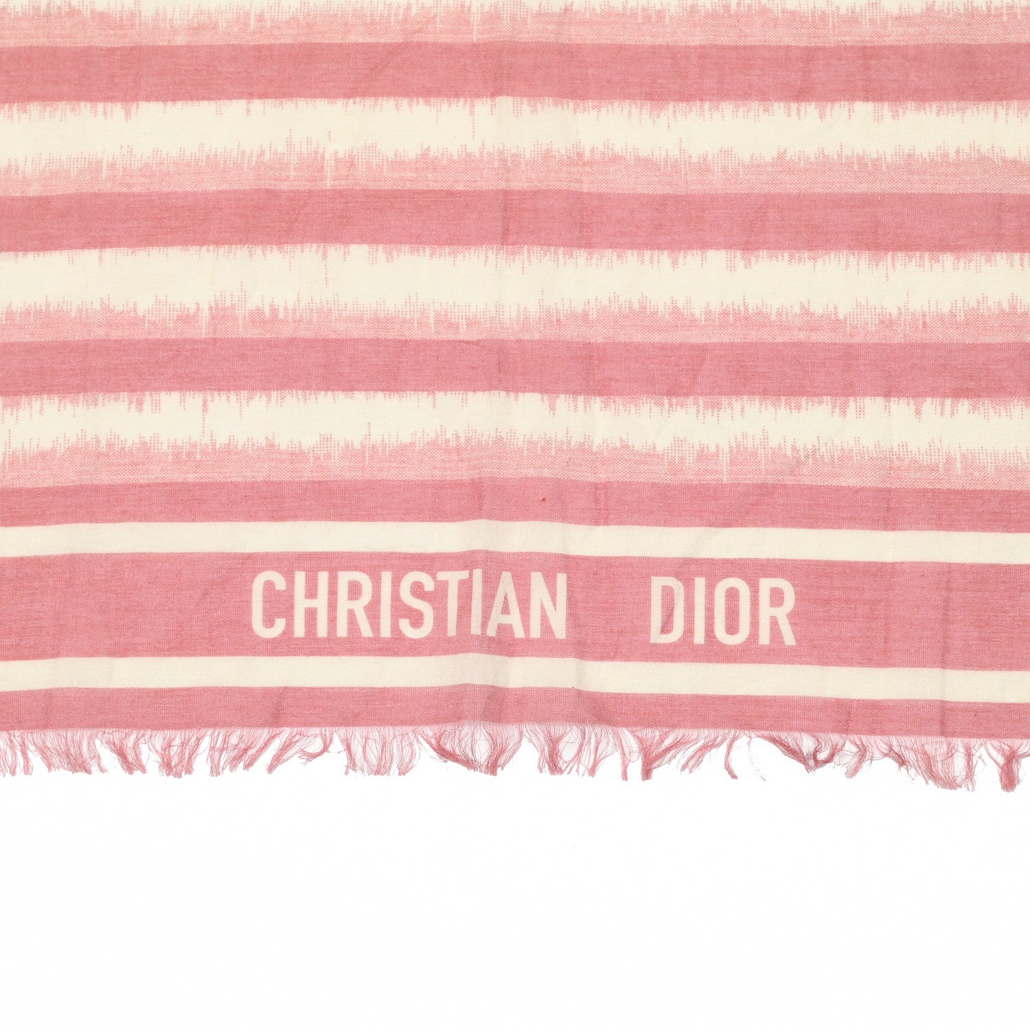 Christian Dior Cotton Striped Scarf Pink 2 of 3