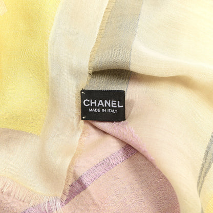 Chanel Cashmere Silk Geometric Scarf Beige Multicolor 3 of 3