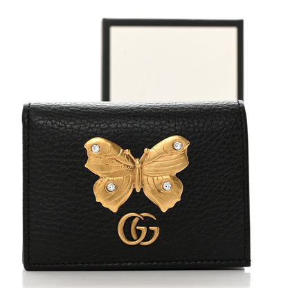 Gucci Pebbled Calfskin Butterfly Card Case Black 8 of 8