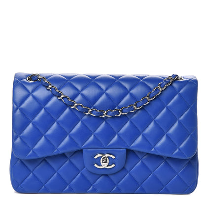 Chanel Lambskin Quilted Jumbo Double Flap Blue 1 of 11