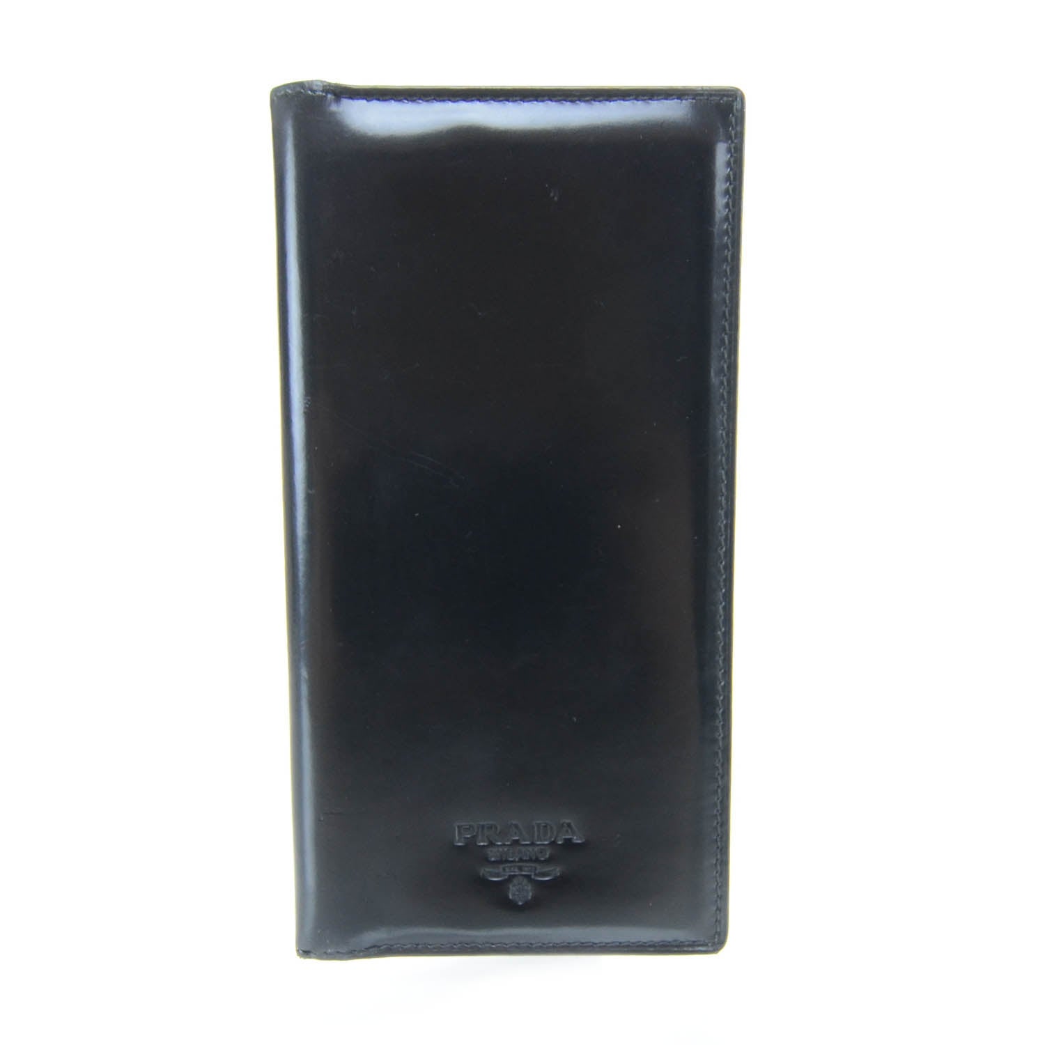 Prada Spazzolato Checkbook Cover Wallet Black 1 of 7
