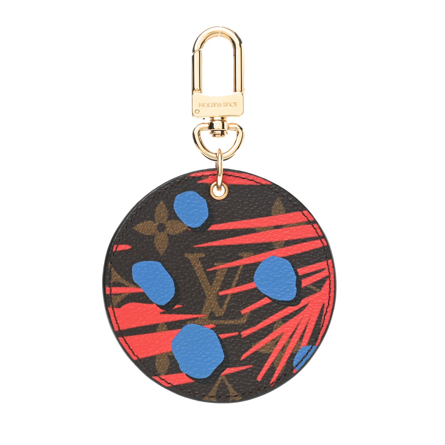 Louis Vuitton Monogram Jungle Dots Bag Charm Key Ring Coquelicot Denim 1 of 3