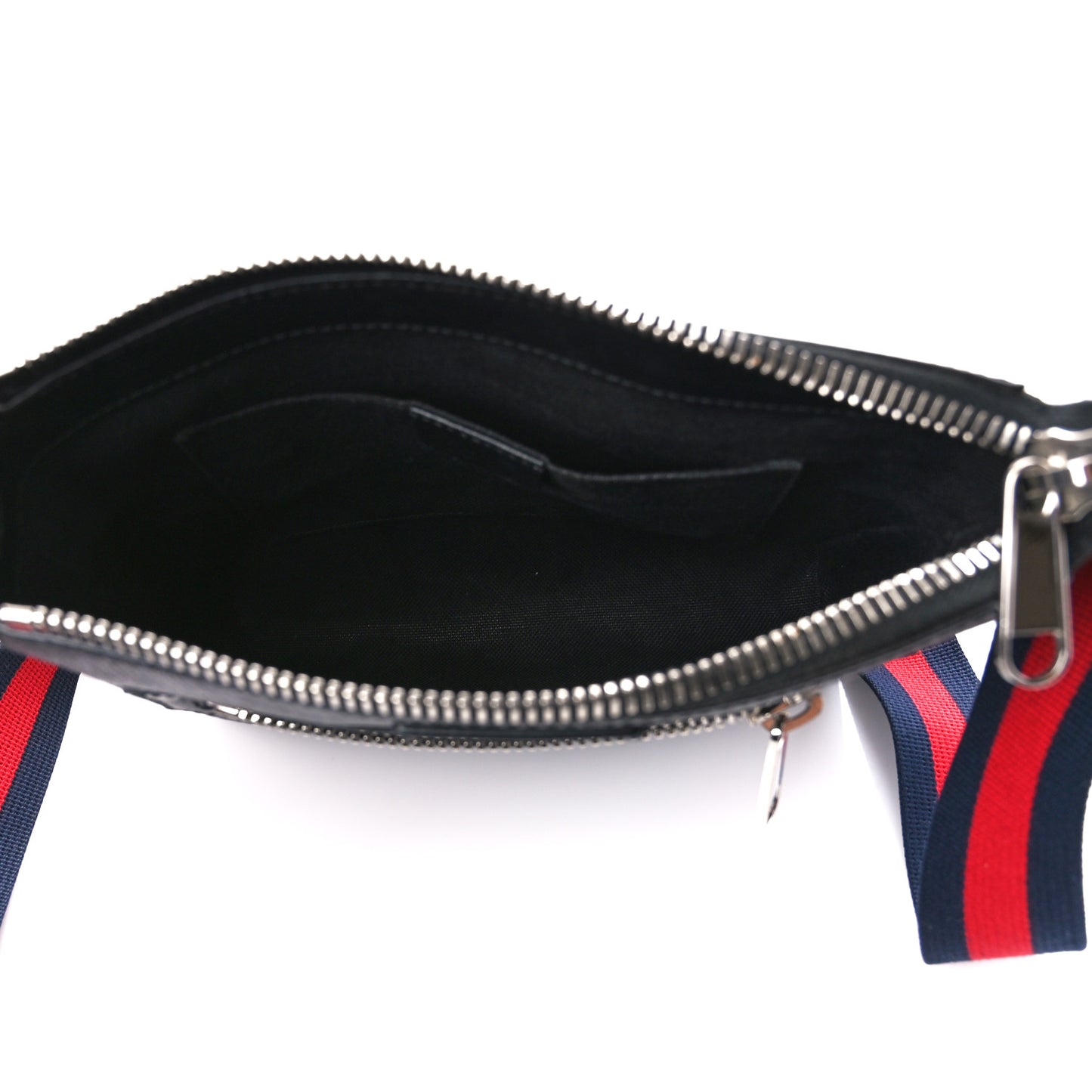 GG Supreme Monogram Web Small Flat Messenger Bag Black Grey