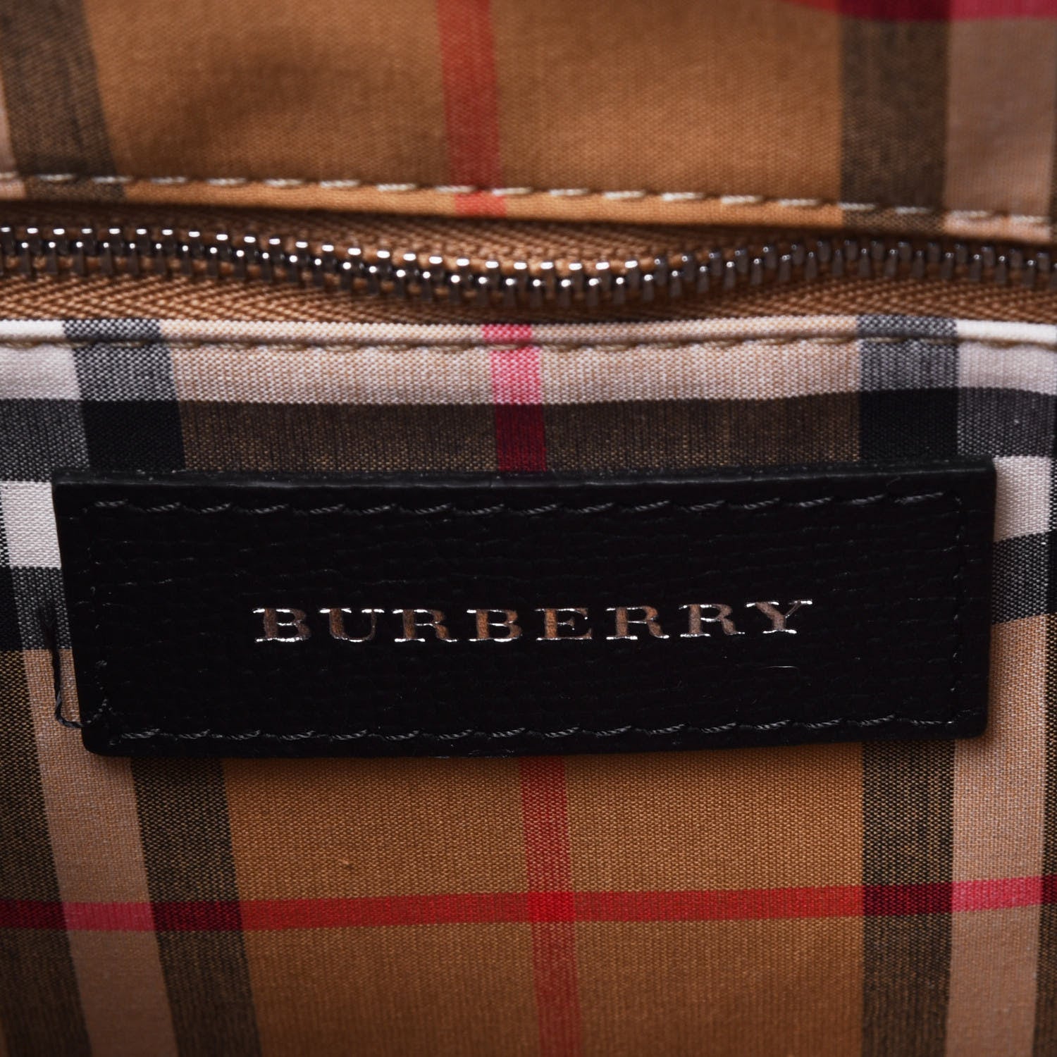 Burberry Derby Calfskin House Check Medium Banner Tote Black 9 of 16