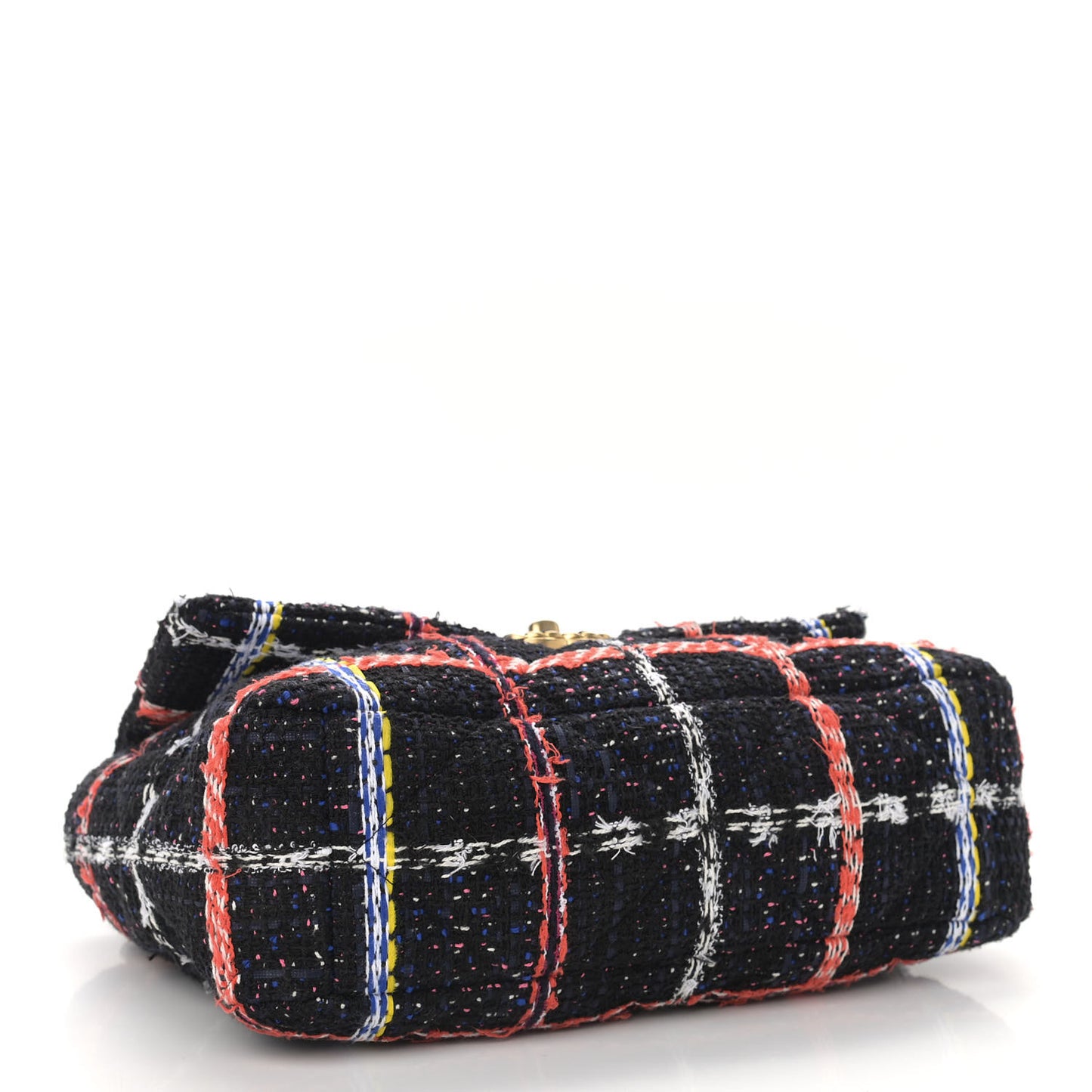 Tweed Quilted Large Chanel 19 Flap Black Orange Blue