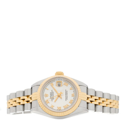 Rolex Stainless Steel 18K Yellow Gold 26mm Oyster Perpetual Datejust Watch White Roman 69173 2 of 4