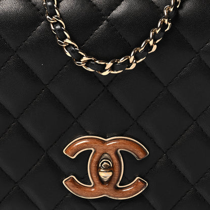 Chanel Lambskin Quilted Wood Mini Coco Handle Flap Black 8 of 10