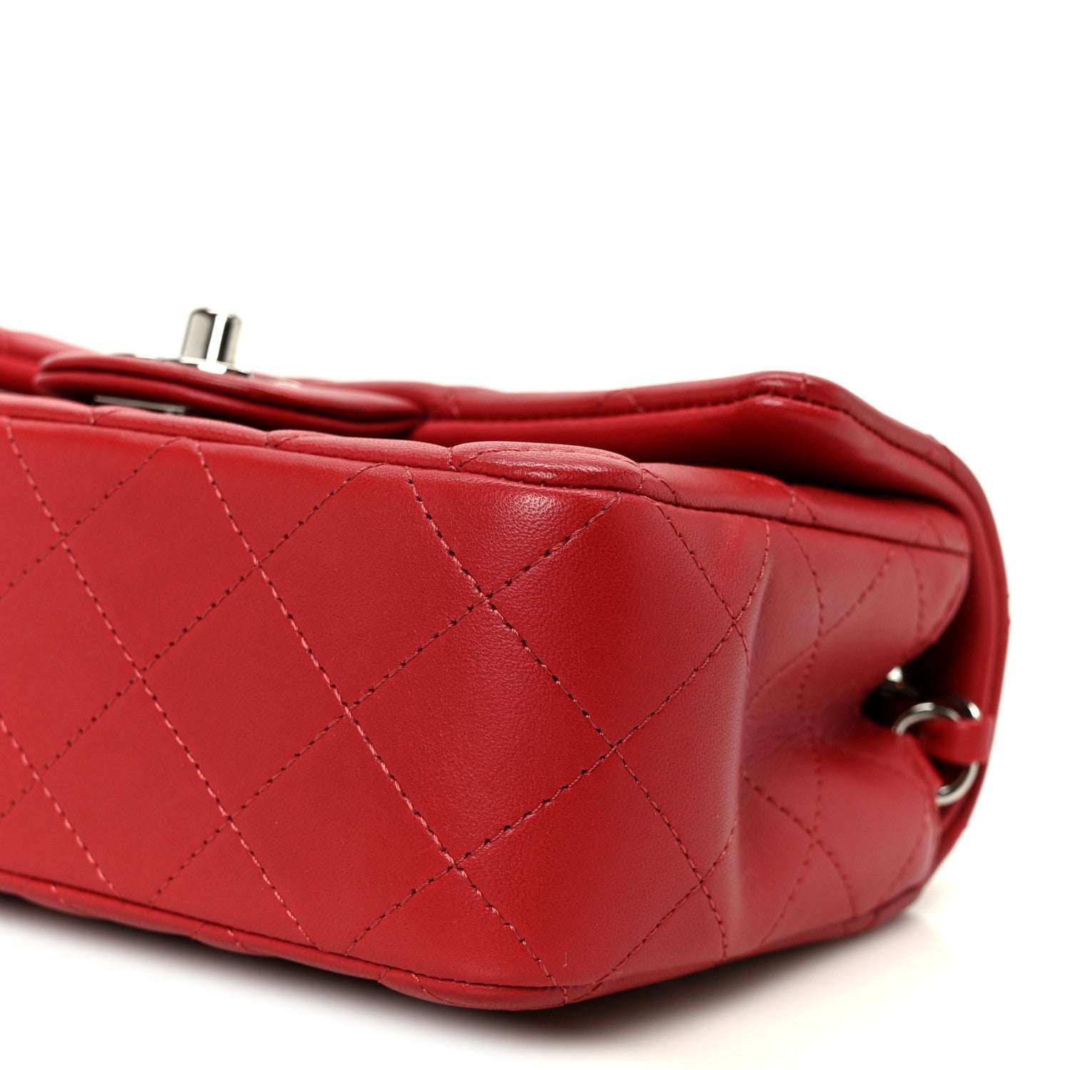 Chanel Lambskin Quilted Mini Rectangular Flap Dark Red 11 of 12