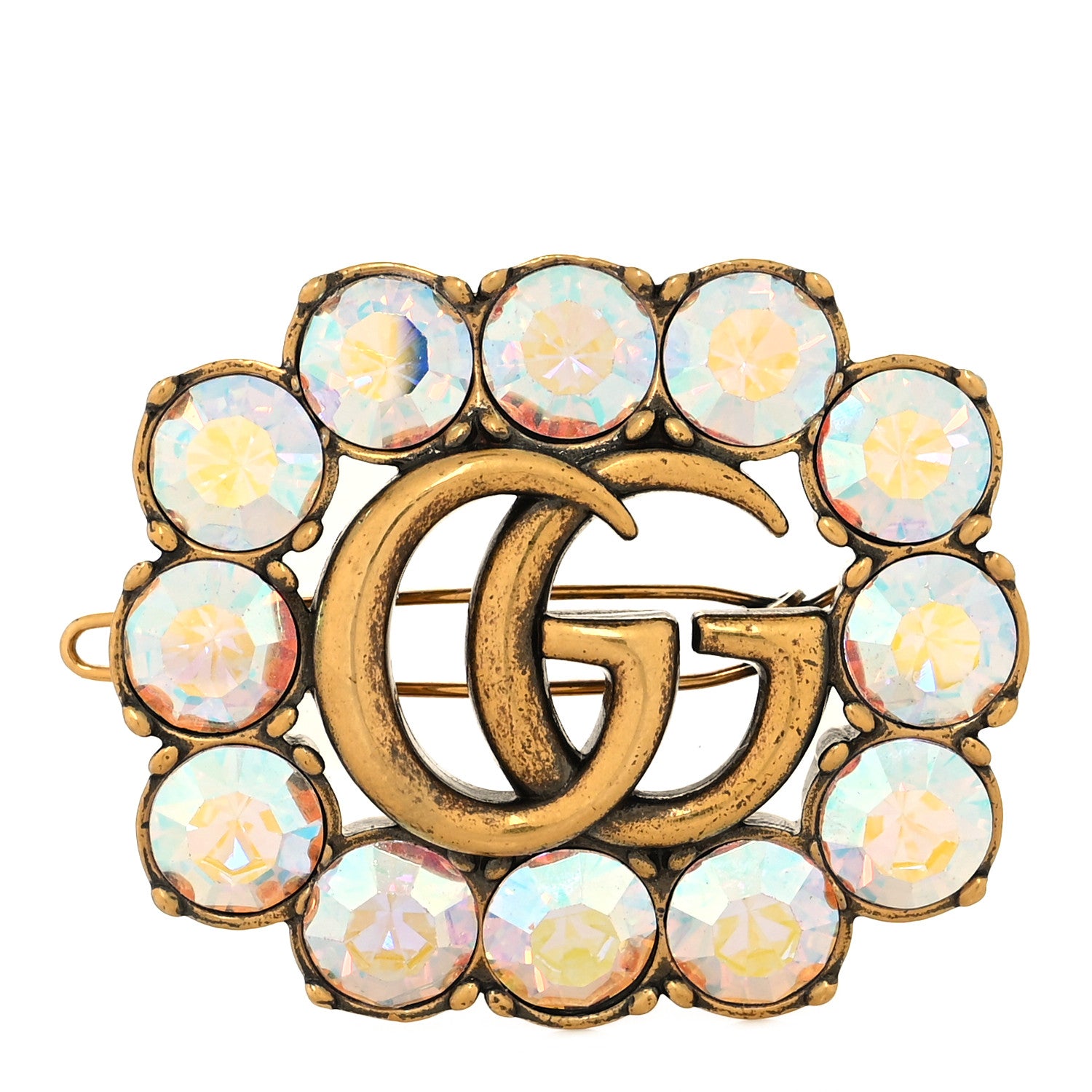 Gucci Crystal GG Hair Clip Aged Gold 1 of 3
