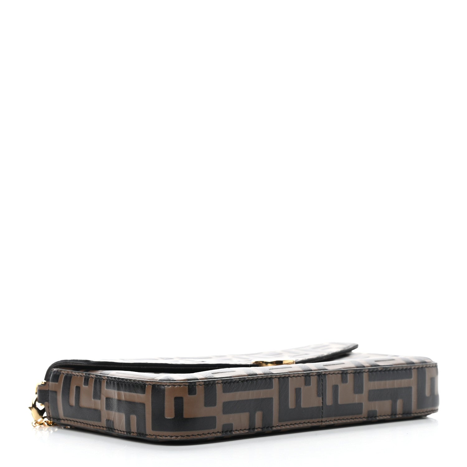 Fendi Vitello Soft F is Fendi Bi-Color FF 1974 Embossed Envelope Wallet On Chain with Pouches Maya Black 5 of 10