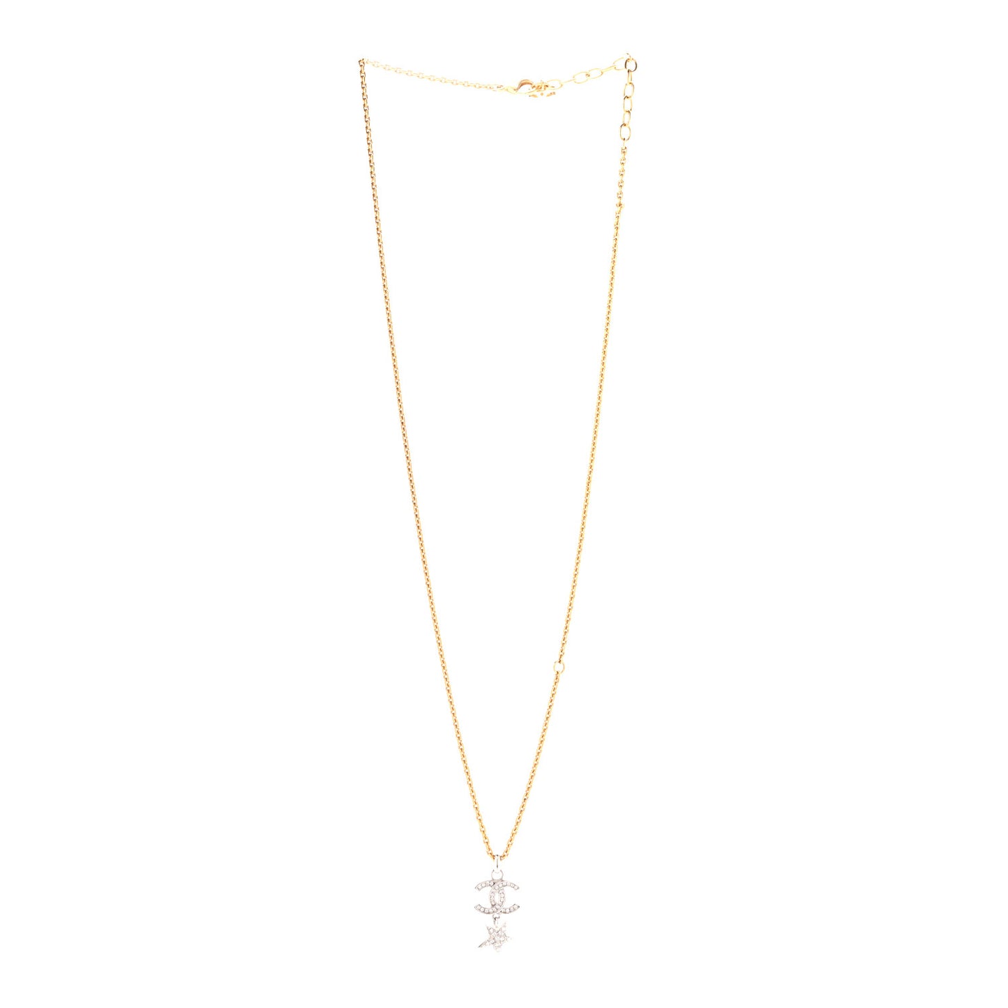 Crystal Star CC Pendant Necklace Silver Gold