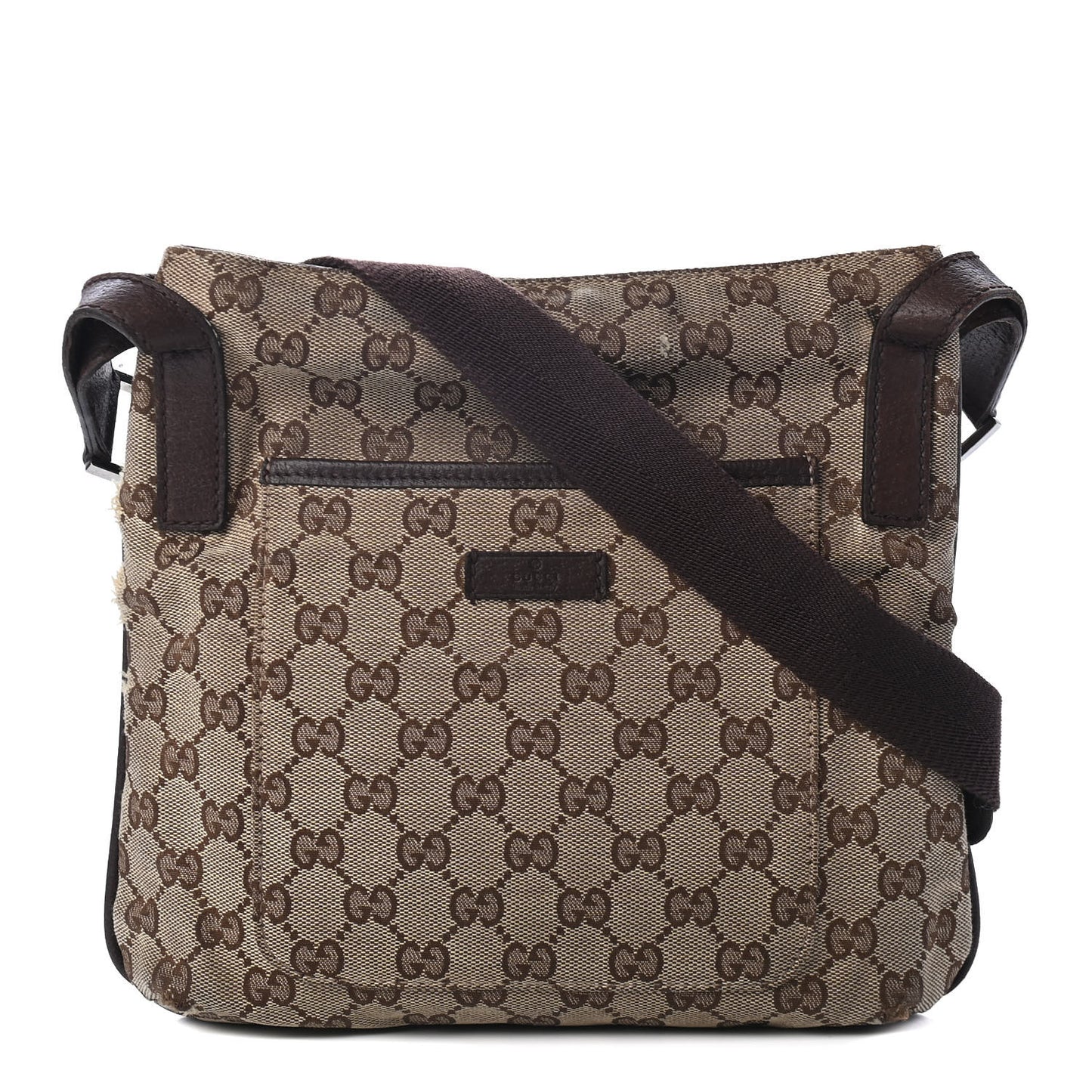 Monogram Flat Messenger Bag Dark Brown