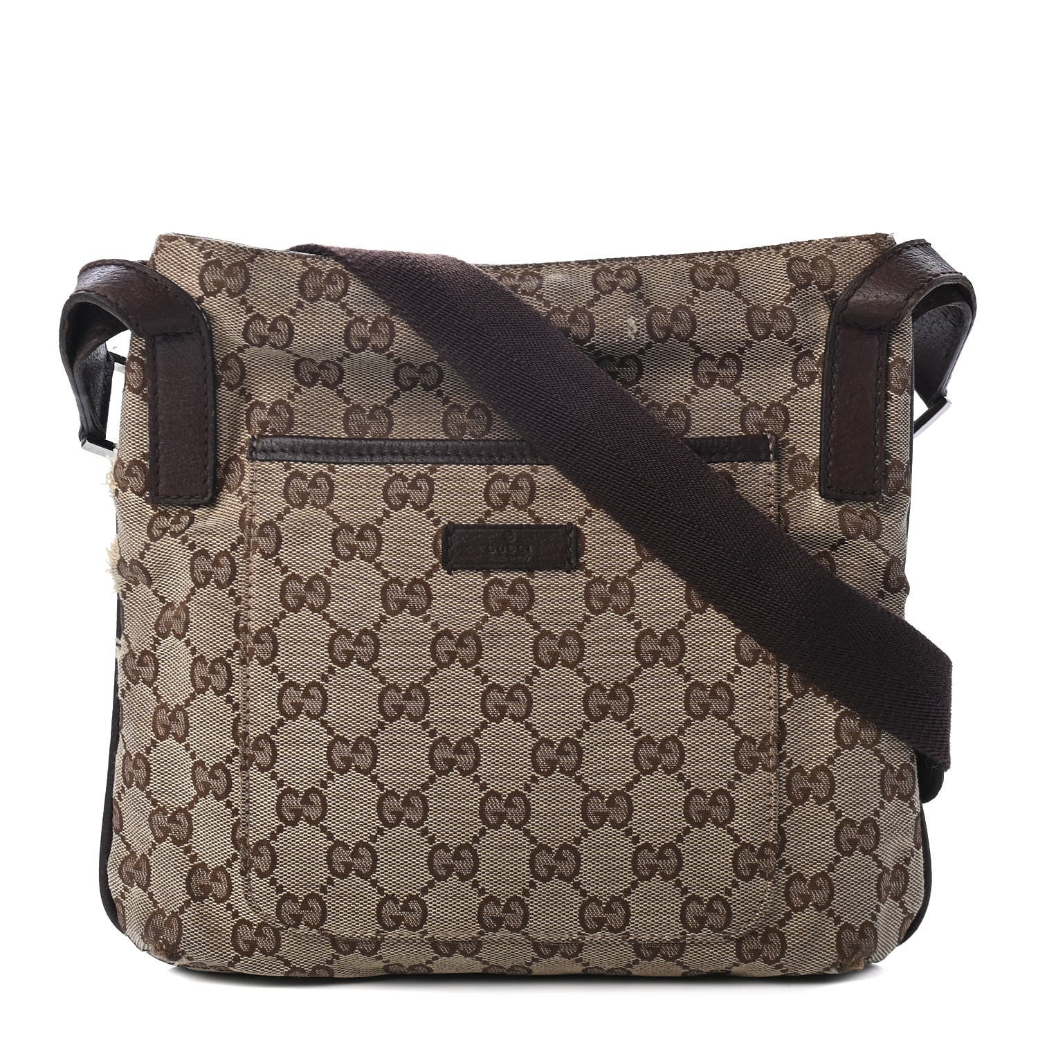 Gucci Monogram Flat Messenger Bag Dark Brown 1 of 5