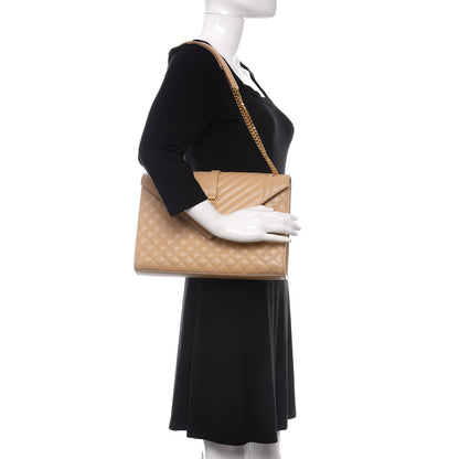 Saint Laurent Grain De Poudre Large Tri-Quilt Monogram Satchel Dark Beige 2 of 9