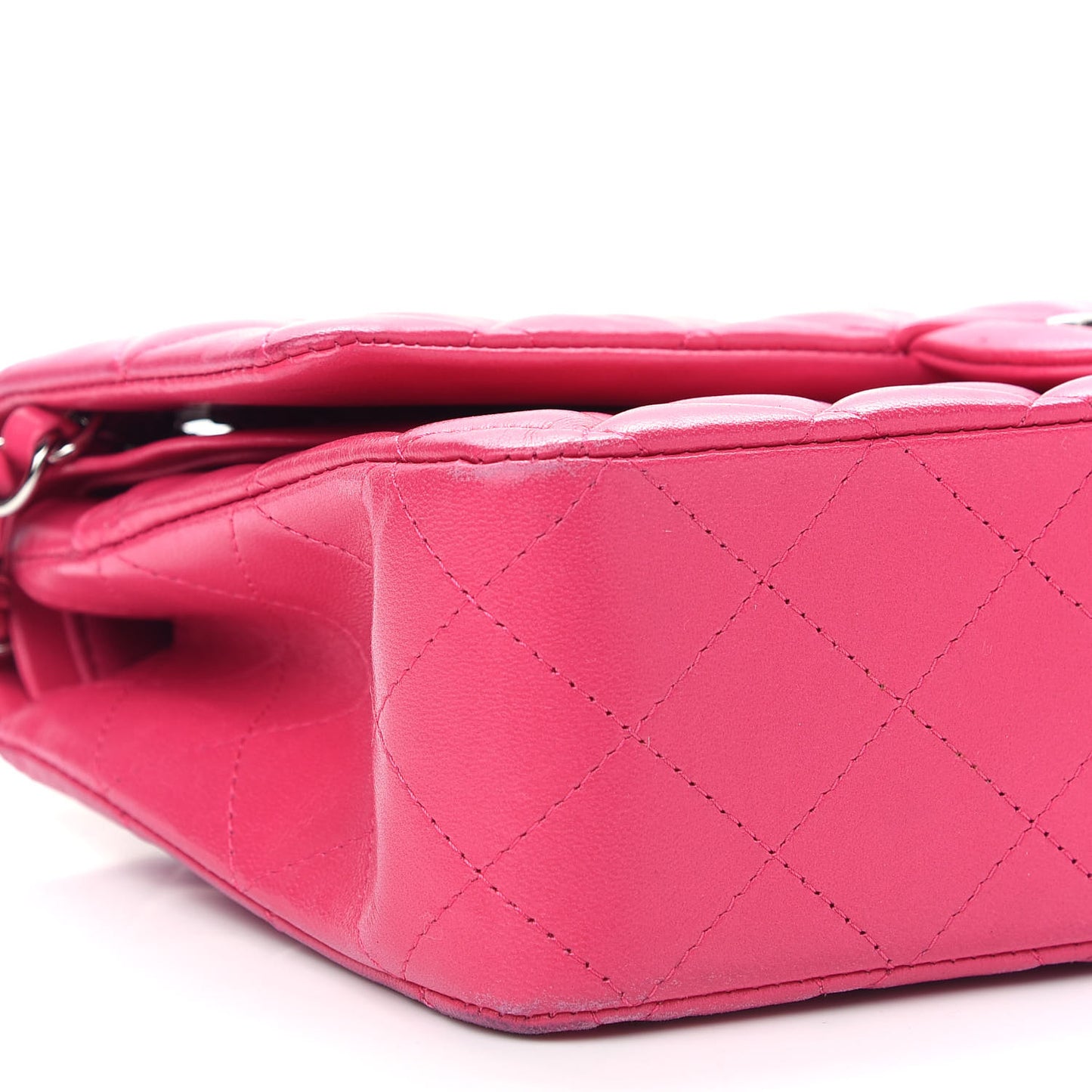 Lambskin Quilted Medium Double Flap Dark Pink