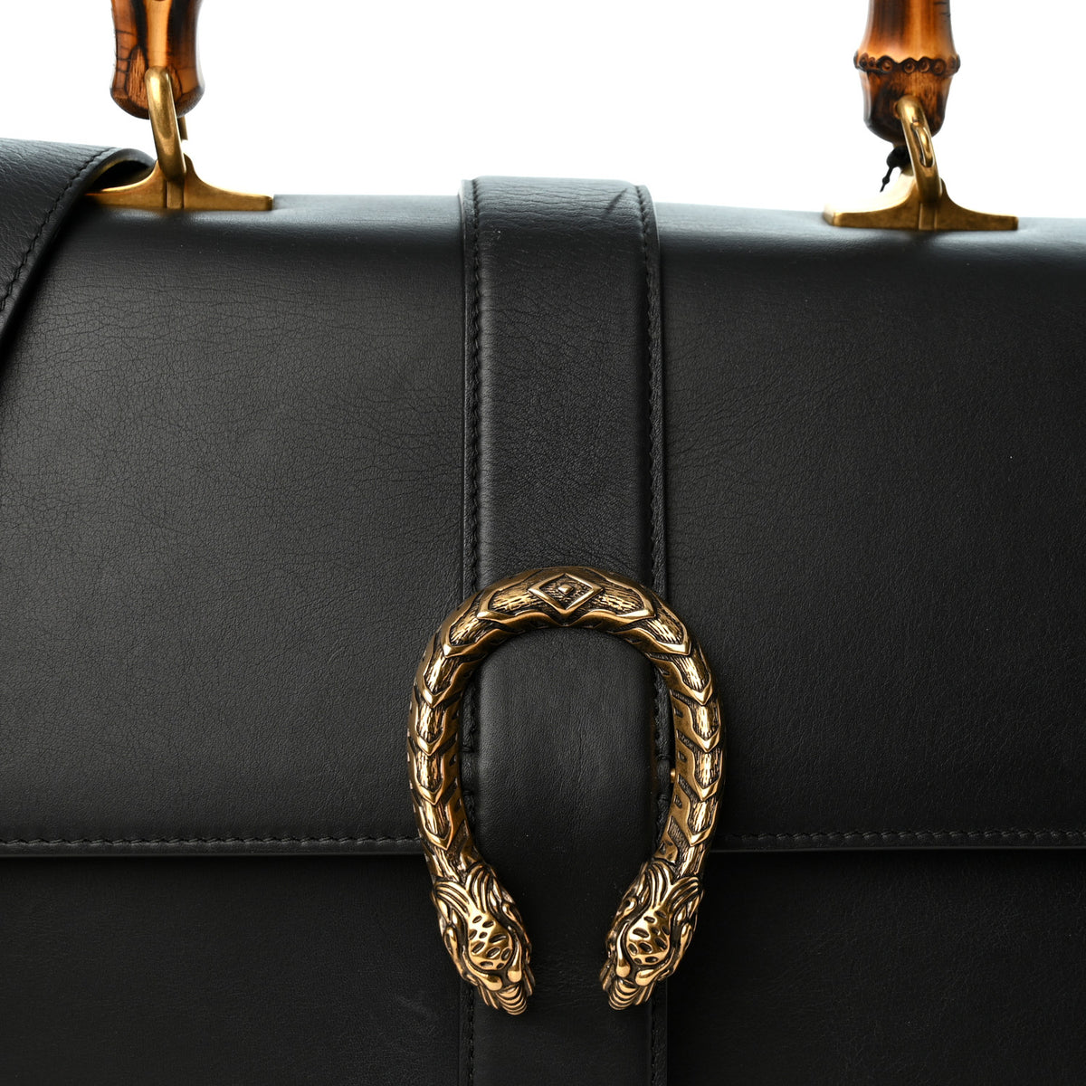 Gucci Moon Calfskin Web Large Dionysus Bamboo Top Handle Bag Black 8 of 13